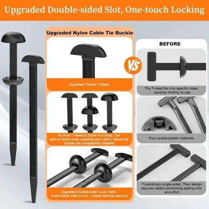 Heavy-Duty Nylon Self-Locking Zip Ties with Buckle & Pin Button
