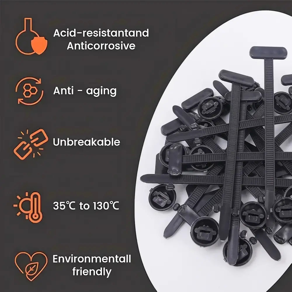 Heavy-Duty Nylon Self-Locking Zip Ties with Buckle & Pin Button