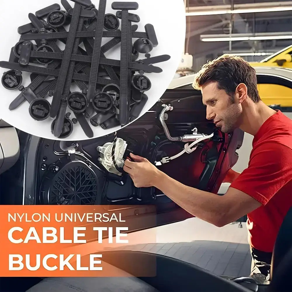 Heavy-Duty Nylon Self-Locking Zip Ties with Buckle & Pin Button