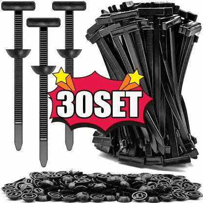 Heavy-Duty Nylon Self-Locking Zip Ties with Buckle & Pin Button