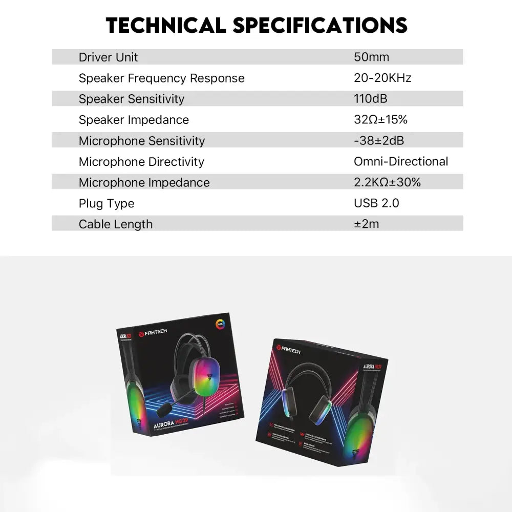 HG29 7.1 Wired Gaming Headset with RGB & 50mm Drivers