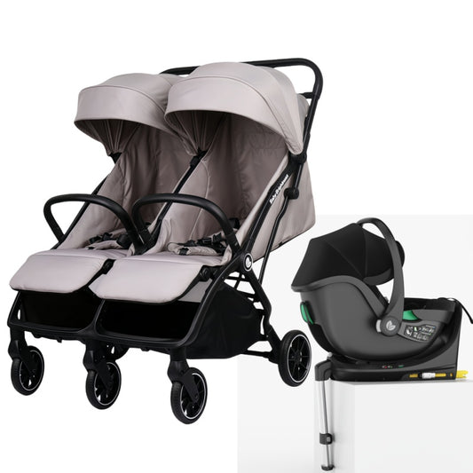 Double Pram – FlexGo Duo with Infant Capsule and ISOFIX Base(Beige)