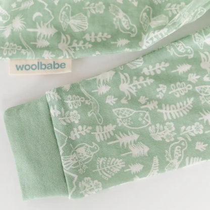 Woolbabe Merino/Organic Cotton PJ Suit - MOSS WILDERNESS - Babyonline