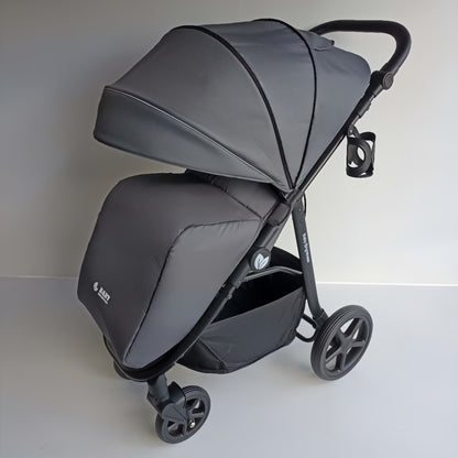 Newborn Pram – Poplar Stroller with Carrycot, Car Seat and ISOFIX Base (Grey)