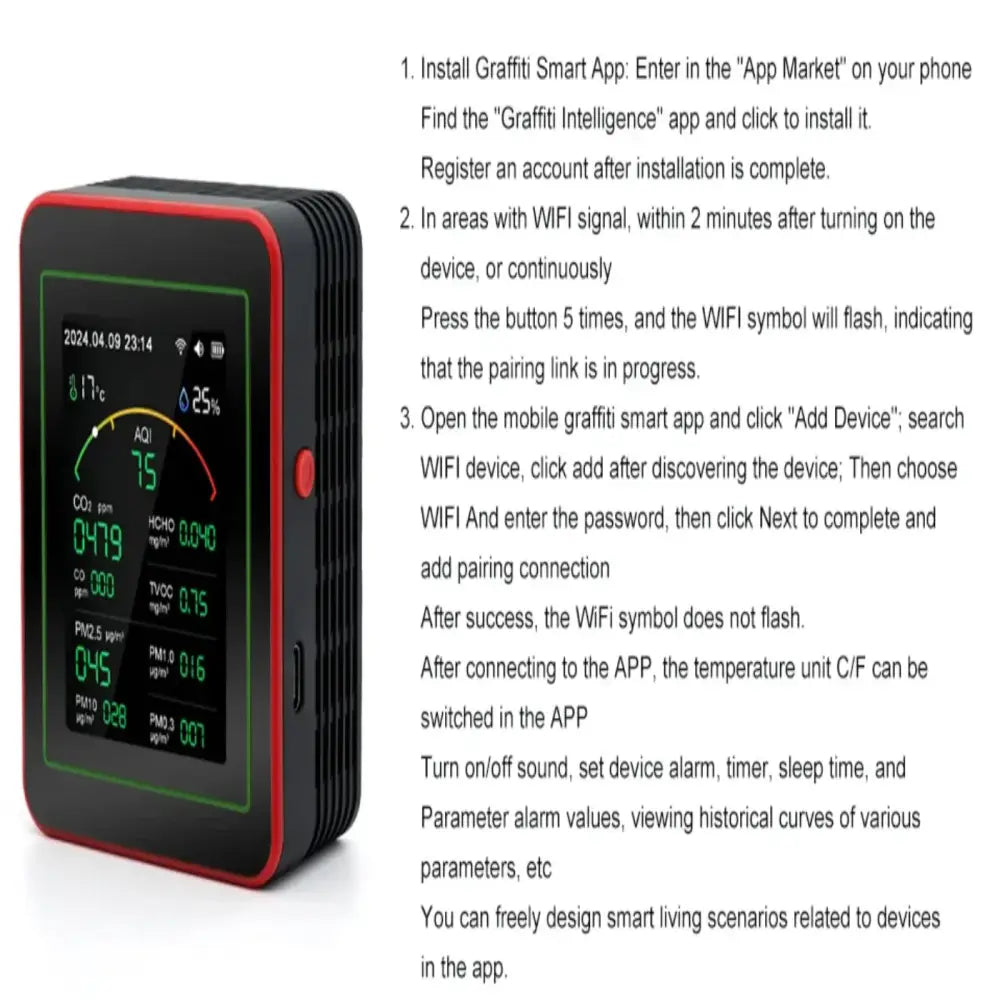Home Air Quality Monitor – 15-in-1 Gas Detector