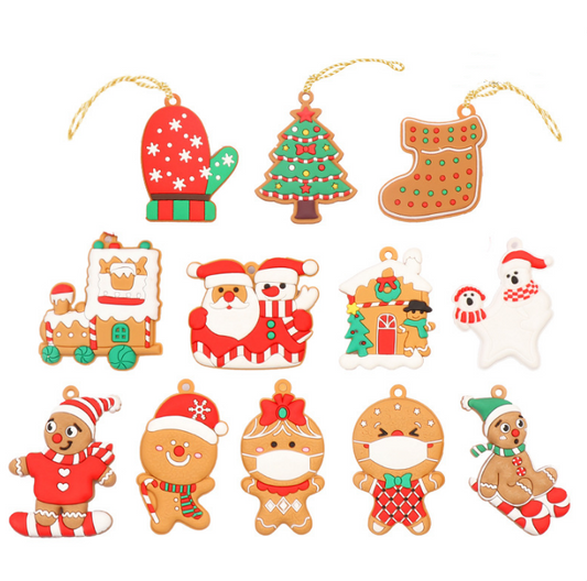 12PCS Christmas Tree Decorations Gingerbread Man Ornaments