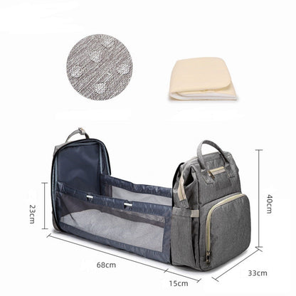 New Nappy Diaper Bag & Travel Crib-Grey