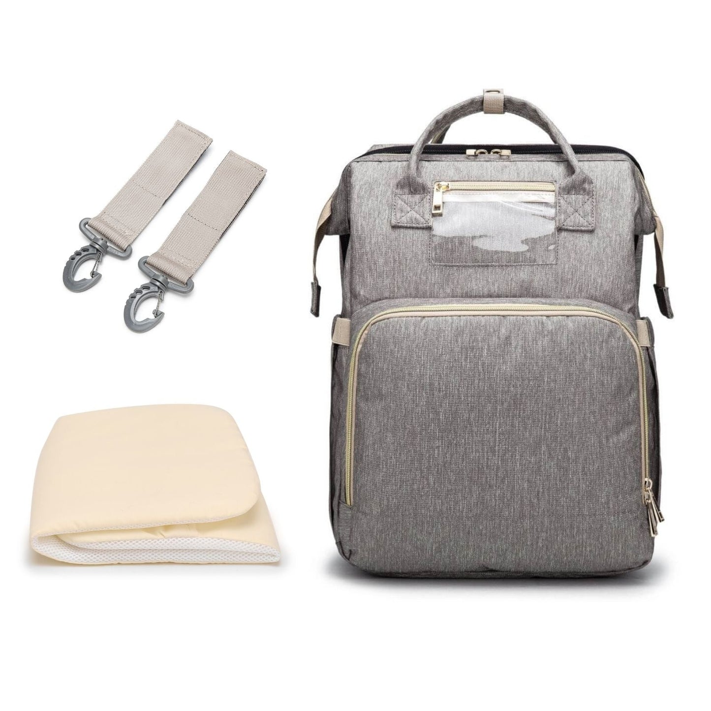 New Nappy Diaper Bag & Travel Crib-Grey