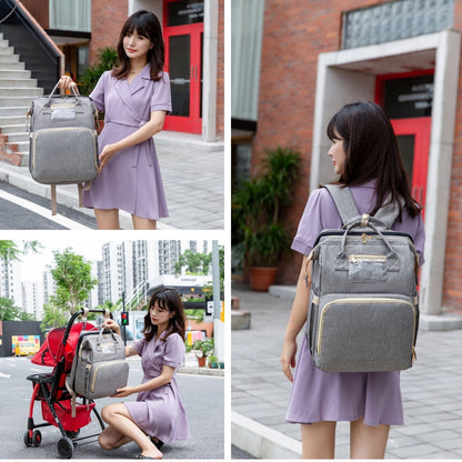 New Nappy Diaper Bag & Travel Crib-Grey