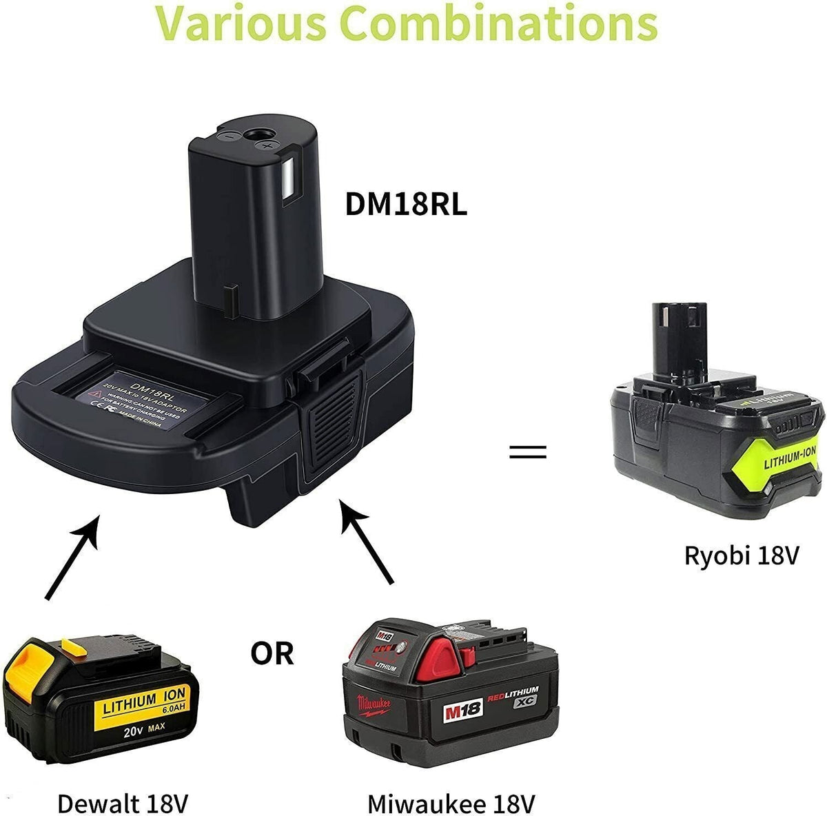 DEWALT Milwaukee to RYOBI Battery Adapter Converter