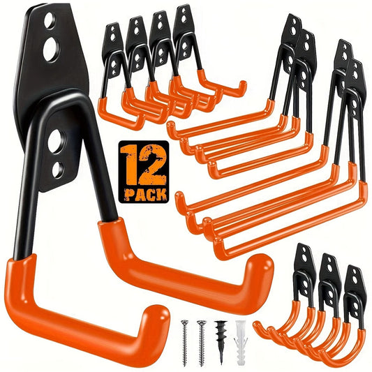 12 Pack Garage Hooks Heavy Duty - Anti-Slip Coating