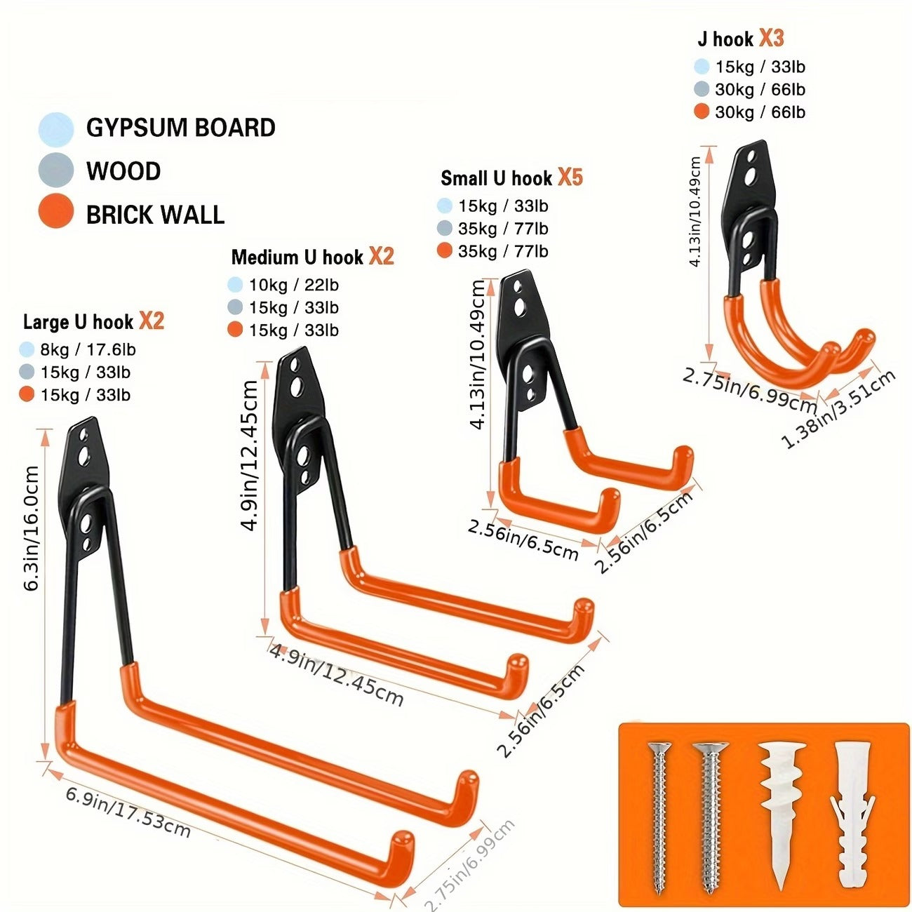 12 Pack Garage Hooks Heavy Duty - Anti-Slip Coating