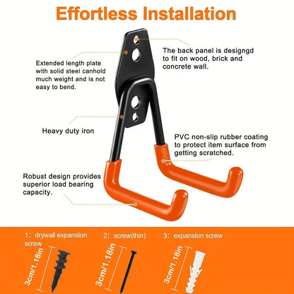 12 Pack Garage Hooks Heavy Duty - Anti-Slip Coating