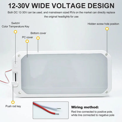 LED Roof Cabin Light 12V Interior Caravan Trailer Motorhome RV Boat Ceiling Lamp