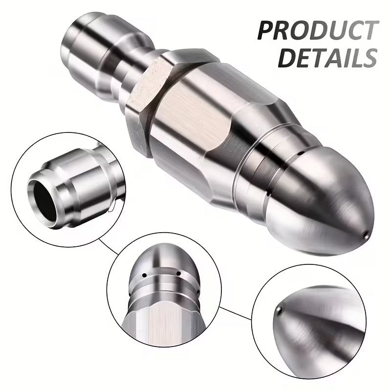 High Pressure Drain Jetter Hose Nozzle 1/4'' Quick Connector 5000 PSI
