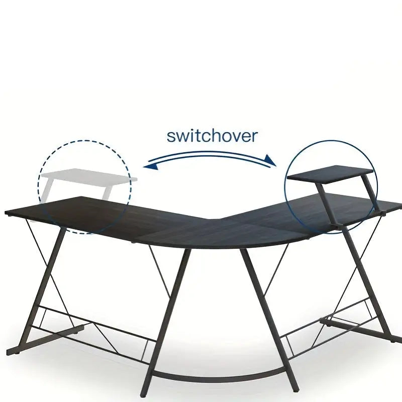 Industrial L-Shaped Corner Desk – Black Metal Frame with Monitor Stand (2 colours available)