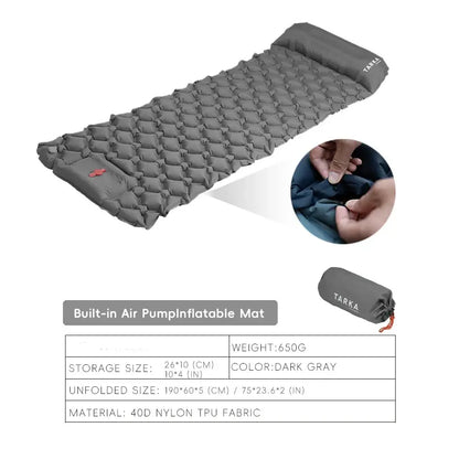 Inflatable Camping Mat with Pillow – Self-Inflating Mattress