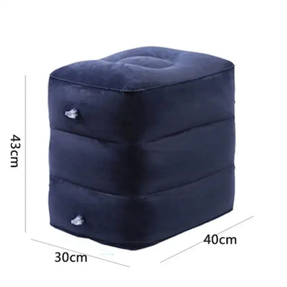 Inflatable Travel Footrest Pillow (Navy Blue & Grey)