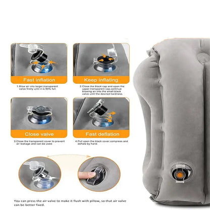 Inflatable Travel Neck Pillow with Chin Support