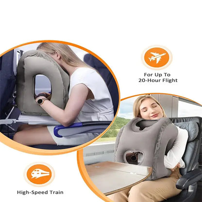 Inflatable Travel Neck Pillow with Chin Support