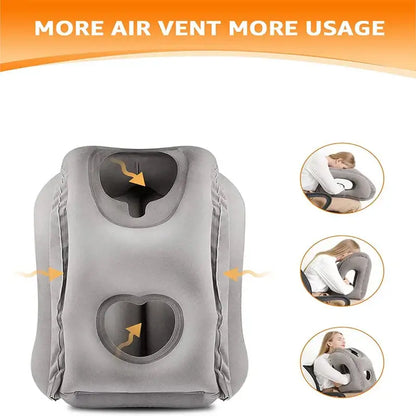 Inflatable Travel Neck Pillow with Chin Support