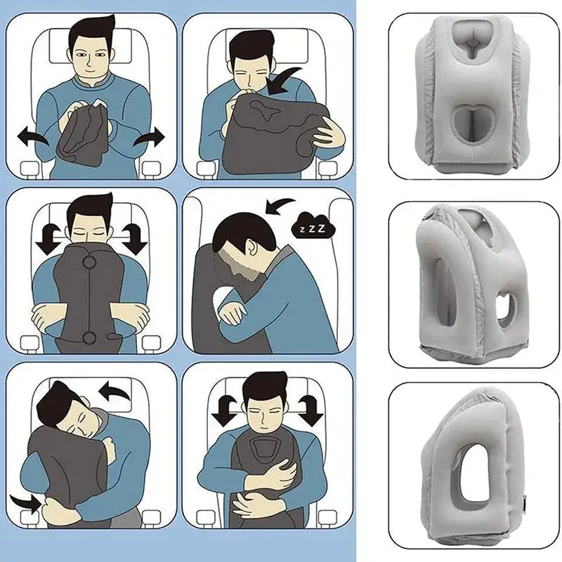 Inflatable Travel Neck Pillow with Chin Support