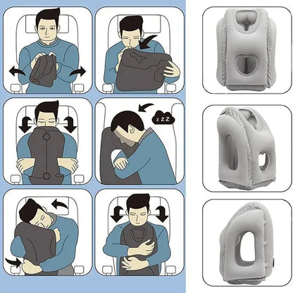 Inflatable Travel Neck Pillow with Chin Support