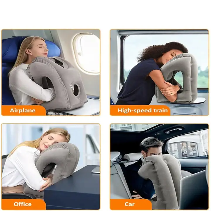 Inflatable Travel Neck Pillow with Chin Support