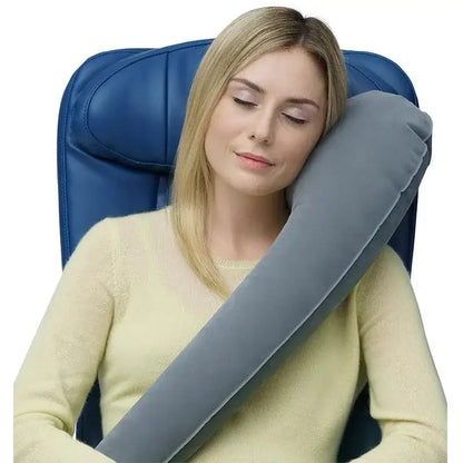 Inflatable Travel Side-Sleeping Neck Pillow (Grey & Blue)