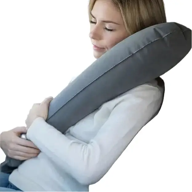 Inflatable Travel Side-Sleeping Neck Pillow (Grey & Blue)