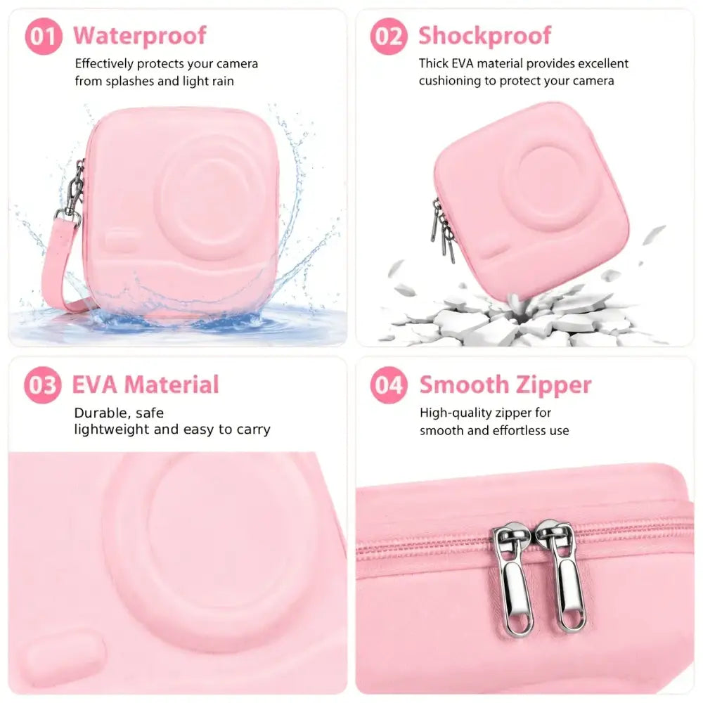 Instax Mini 12/11/9/8 EVA Hard Protective Camera Case with Shoulder Strap