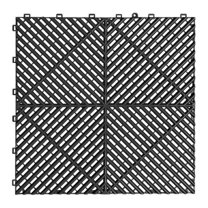 Interlocking Plastic Garage Flooring Tiles (Pack of 25 Tiles)