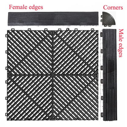 Interlocking Plastic Garage Flooring Tiles (Pack of 25 Tiles)