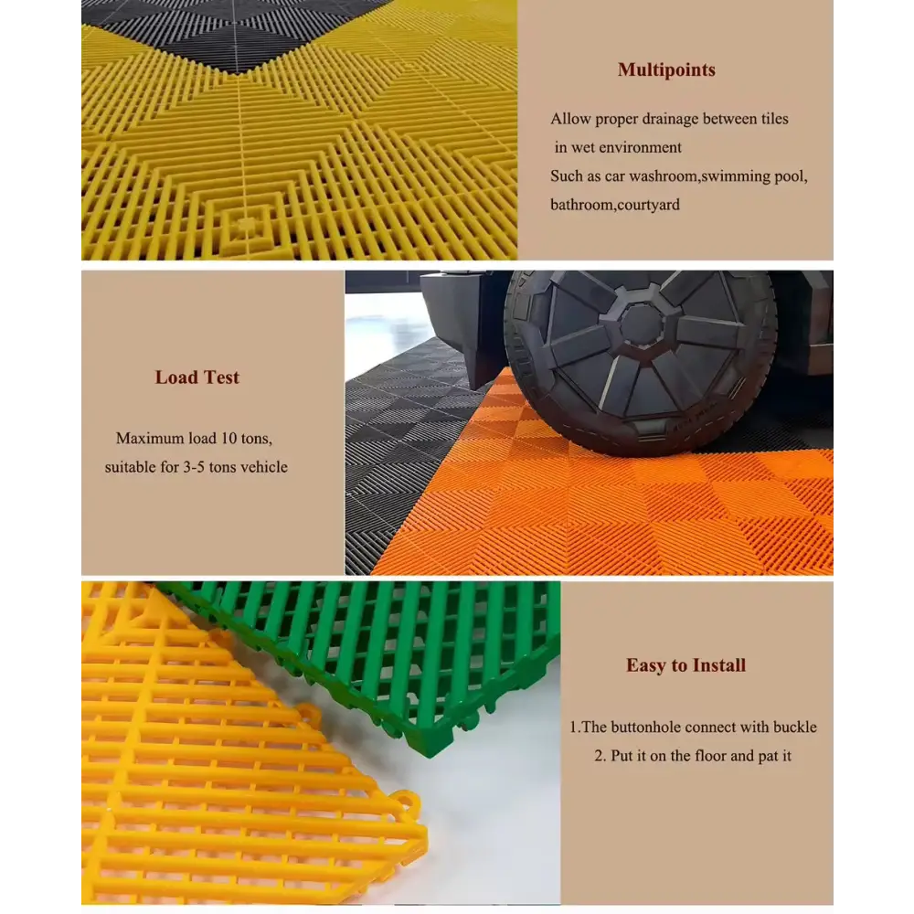 Interlocking Plastic Garage Flooring Tiles (Pack of 25 Tiles)