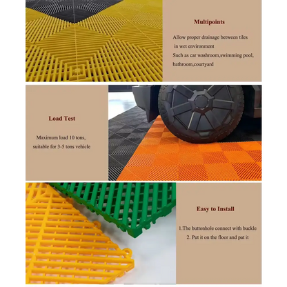 Interlocking Plastic Garage Flooring Tiles (Pack of 25 Tiles)