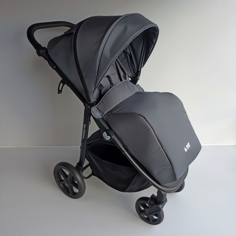 Newborn Pram – Poplar Stroller with Carrycot, Car Seat and Rotating ISOFIX Base (Black)