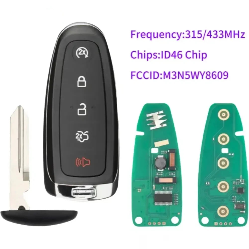 315/433MHz ID46 Remote Car Key for Ford Focus, Edge, Escape, Flex, Taurus & Lincoln (2011–2018)