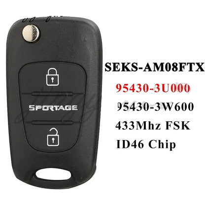 433MHz ID46 Flip Remote Car Key Fob for Kia Sportage (2010–2014)