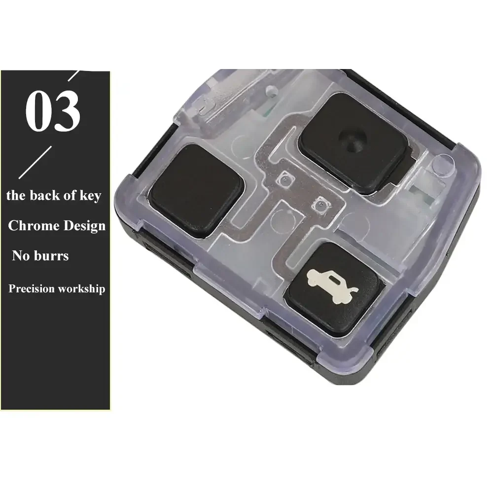 2/3-Button Remote Key Fob 433MHz 4D67/4C Chip for Toyota Corolla, Yaris & Avensis (1998+)