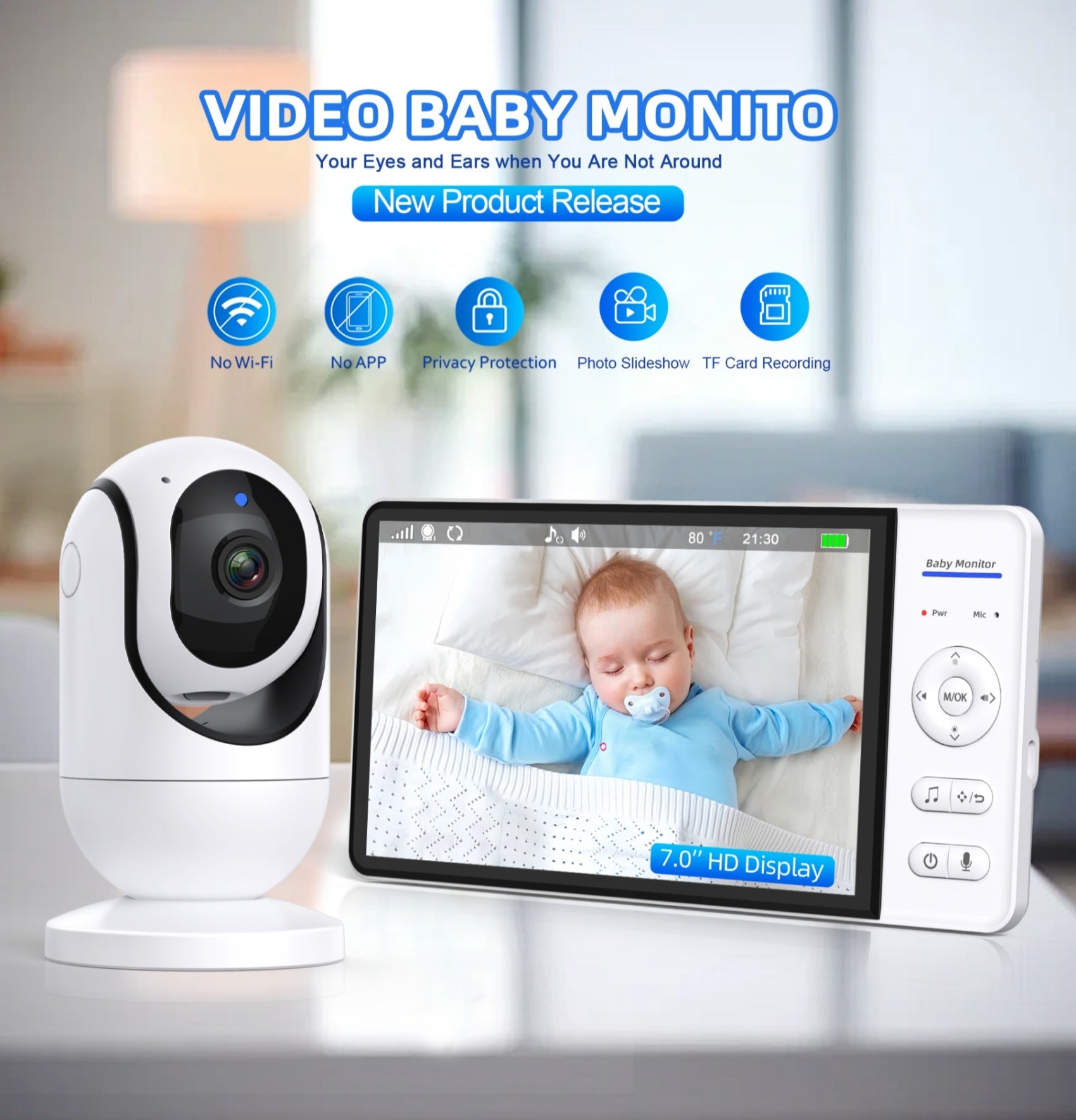 7”LCD HD Pan & Tilt Infrared Night Vision Baby Monitor - image 7