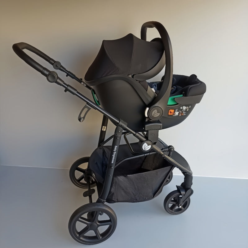 Newborn Pram – Poplar Stroller with Carrycot and Car Seat (Black)