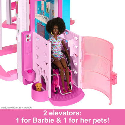 Barbie playset with elevator for Barbie and pets on a white background