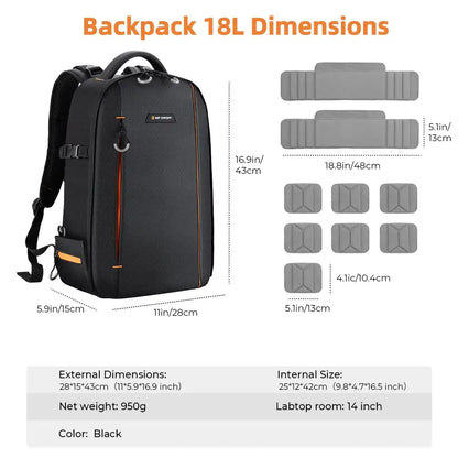 Waterproof Photography Camera Backpack for DSLR, Canon, Nikon, Sony & Laptop
