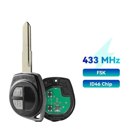 2-Button Remote Car Key Fob 433MHz ID46 HU87 Blade for Suzuki Swift, Ignis, SX4 & Alto