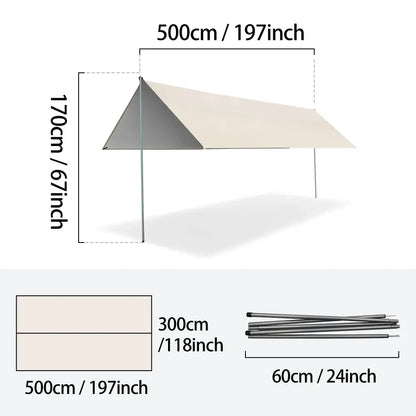 Large Portable Sunshade Tarp with Poles (2 sizes available)