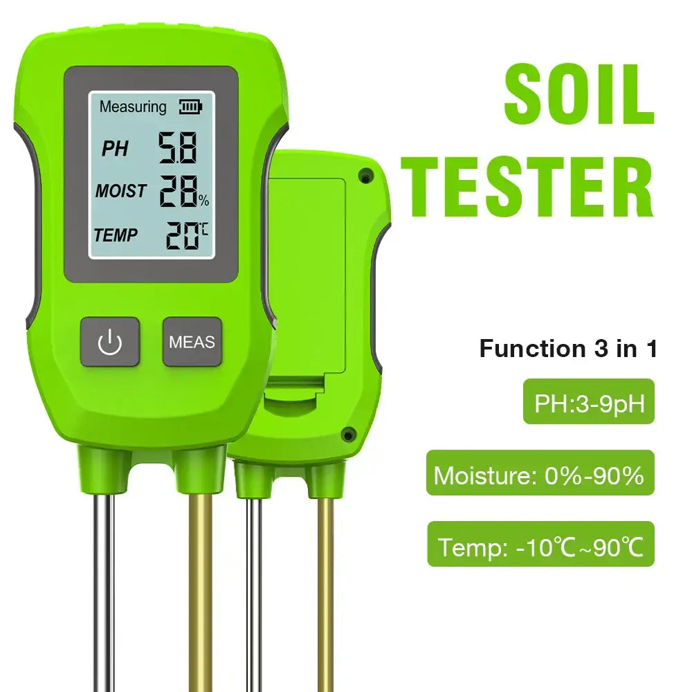 LCD 3/5-in-1 Handheld Soil Tester for pH, Moisture & Light (different colours & sets available)