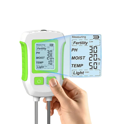 LCD 3/5-in-1 Handheld Soil Tester for pH, Moisture & Light (different colours & sets available)