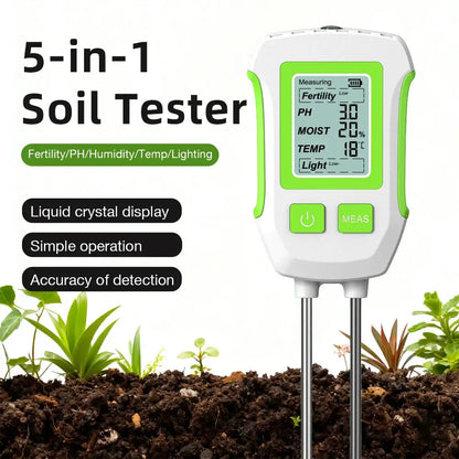 LCD 3/5-in-1 Handheld Soil Tester for pH, Moisture & Light (different colours & sets available)