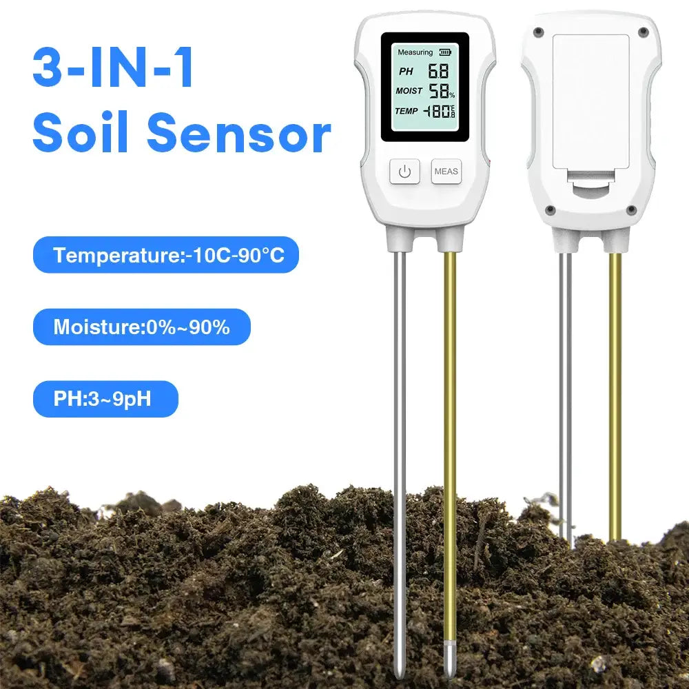 LCD 3/5-in-1 Handheld Soil Tester for pH, Moisture & Light (different colours & sets available)