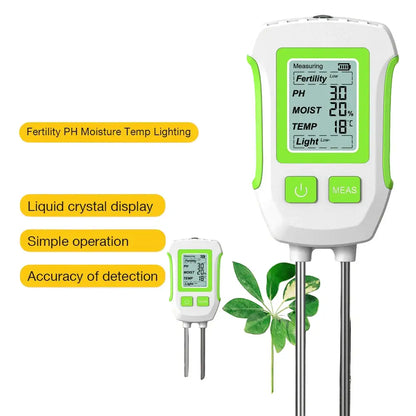 LCD 3/5-in-1 Handheld Soil Tester for pH, Moisture & Light (different colours & sets available)
